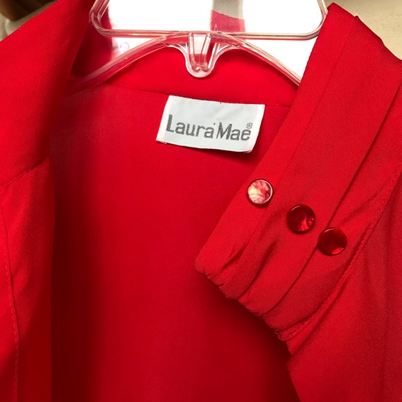 VINTAGE Laura Mae red button shirt - Picture 2 of 5